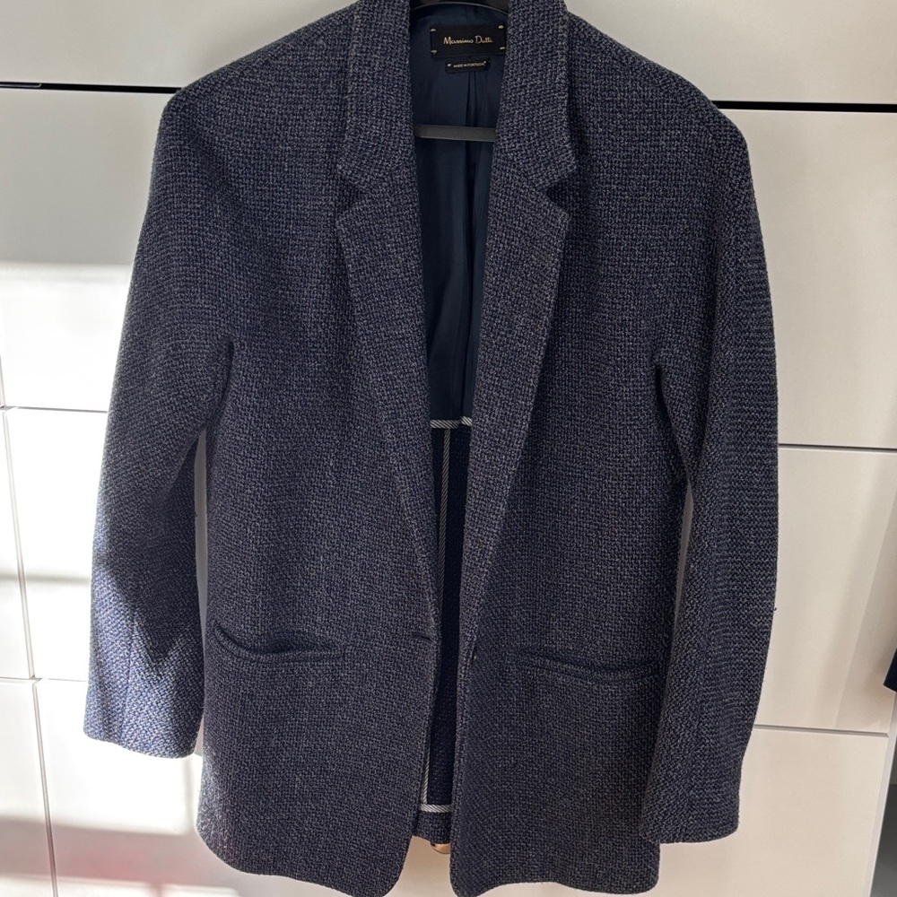 Massimo Dutti Textured Dark Blue Jacket